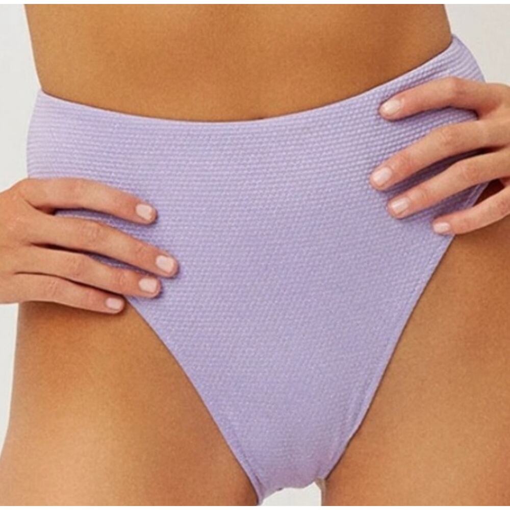 NEW FRANKIES BIKINIS Bikini Bottom Size Large Grotto High Waist Lilac Swim NWOT